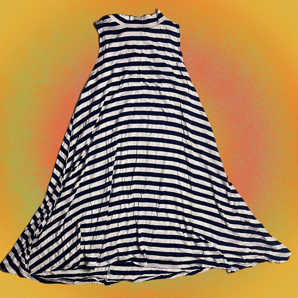 Love Chesley Navy/White Women Striped Strechy Dress